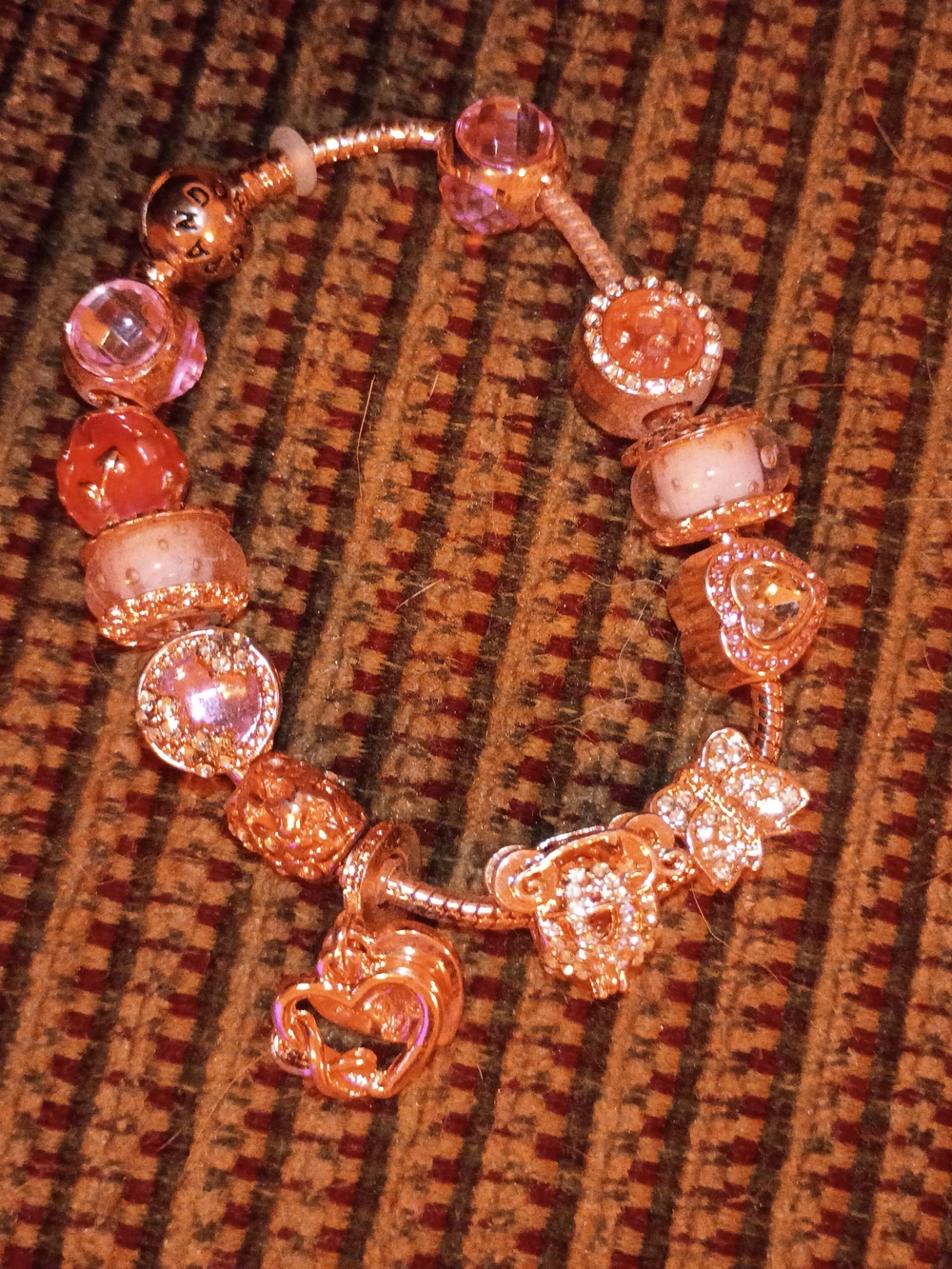 Pandora Rose Gold Charm Bracelet with Pink Accents